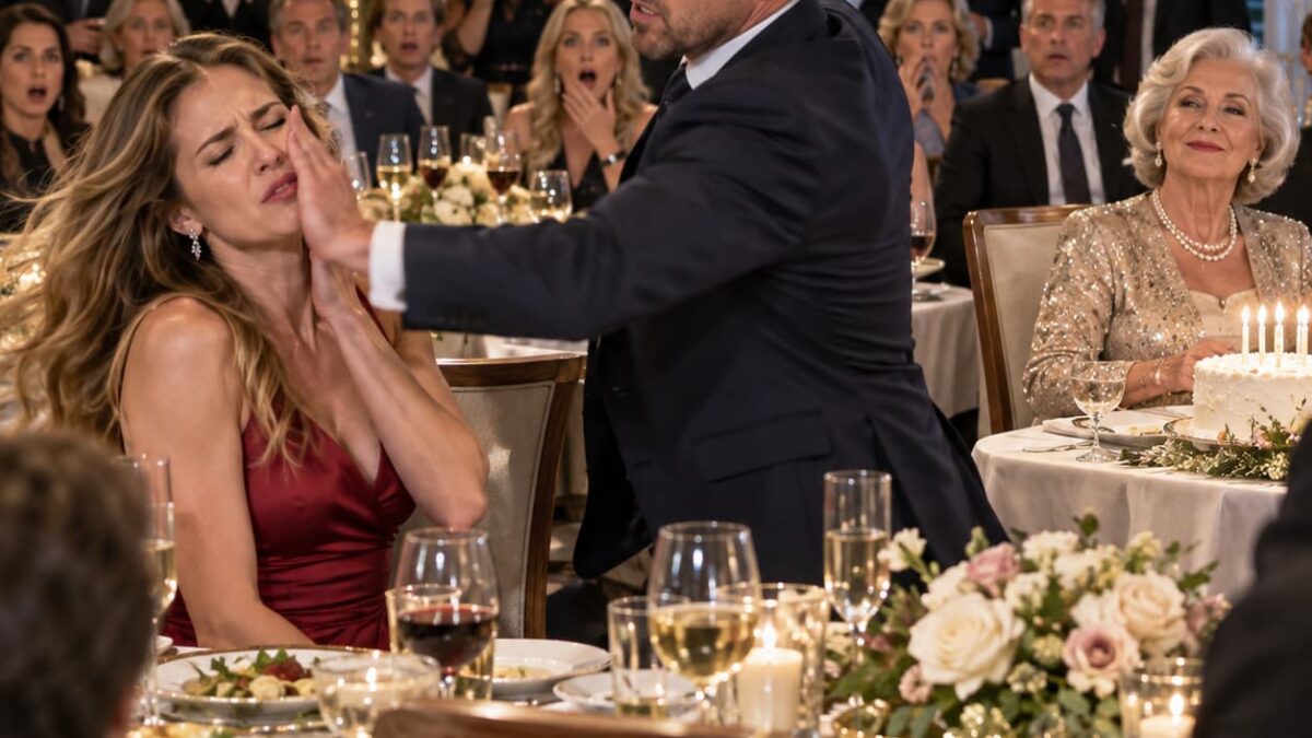 My husband slapped me at his mother’s birthday dinner—so I finally told him who owned the house