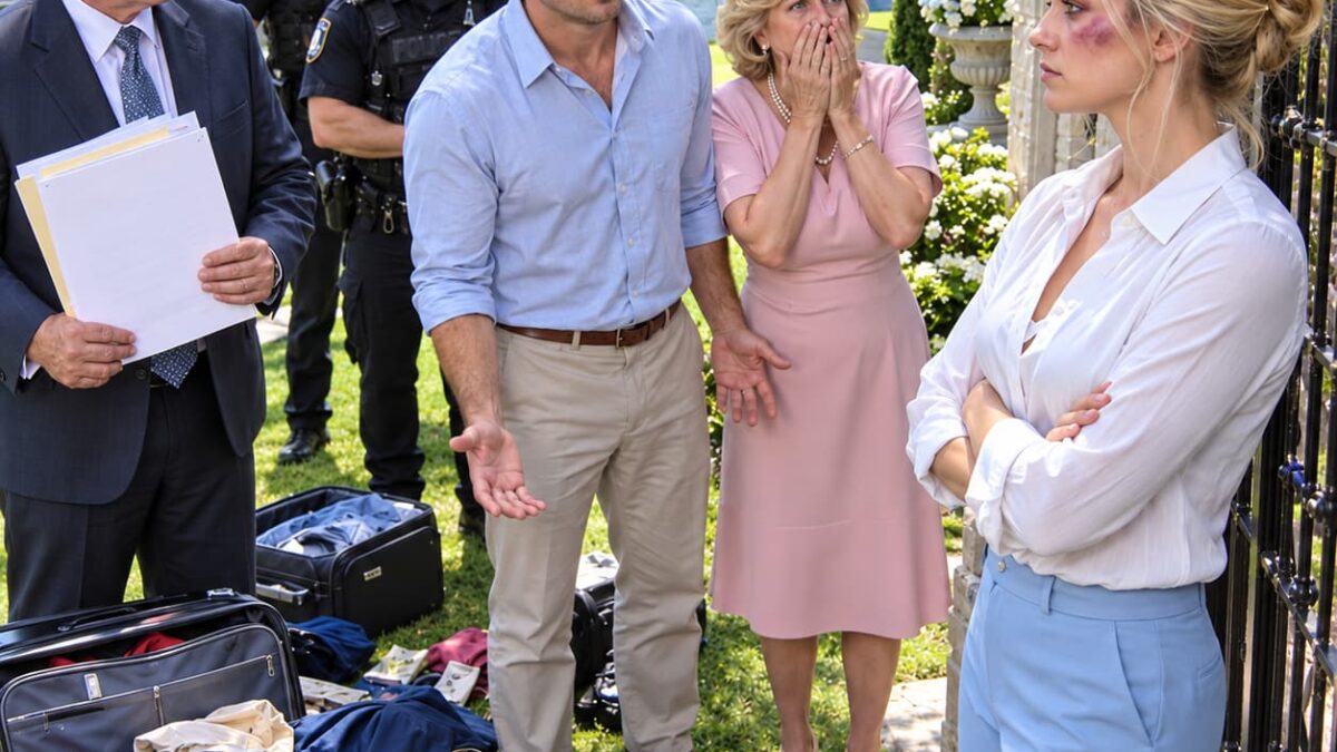 My Husband Told Me to Cover the Bruises Before His Mother Arrived—By Noon, His Clothes Were on the Lawn and the Police Were Waiting