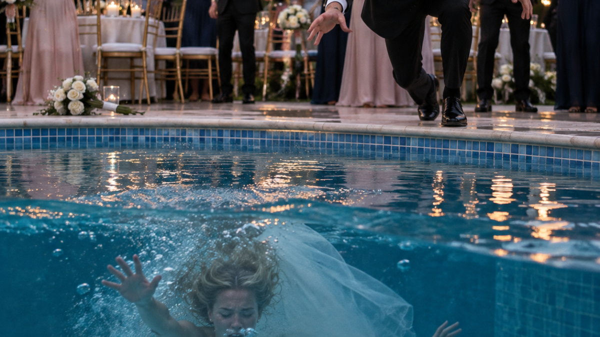 The Bride Who Jumped Into the Pool: The Secret That Destroyed Her Wedding Day